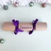 easyReadingPurpleCracker Sample of DIY Personalised Christmas Cracker in purple with name in easy-reading font