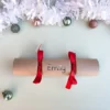 easyReadingSilverRedCracker Sample of DIY Personalised Christmas Cracker in red with name in silver easy-reading font